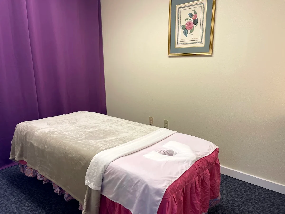 A private single treatment room at West Valley Massage, table made up and ready